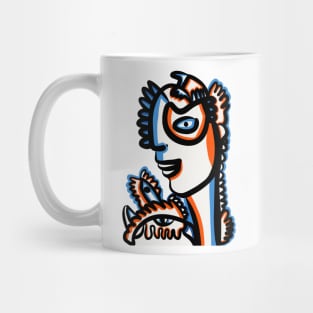 Orange Blue Tribal Graffiti Creature Mug